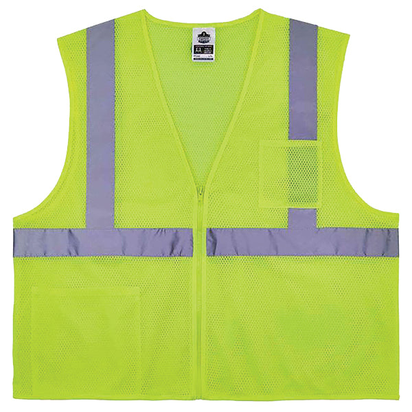 Ergodyne® GloWear® 8256Z Class 2 Self-Extinguishing Hi-Vis Safety Vest, Small/Medium, Lime, 1/Each