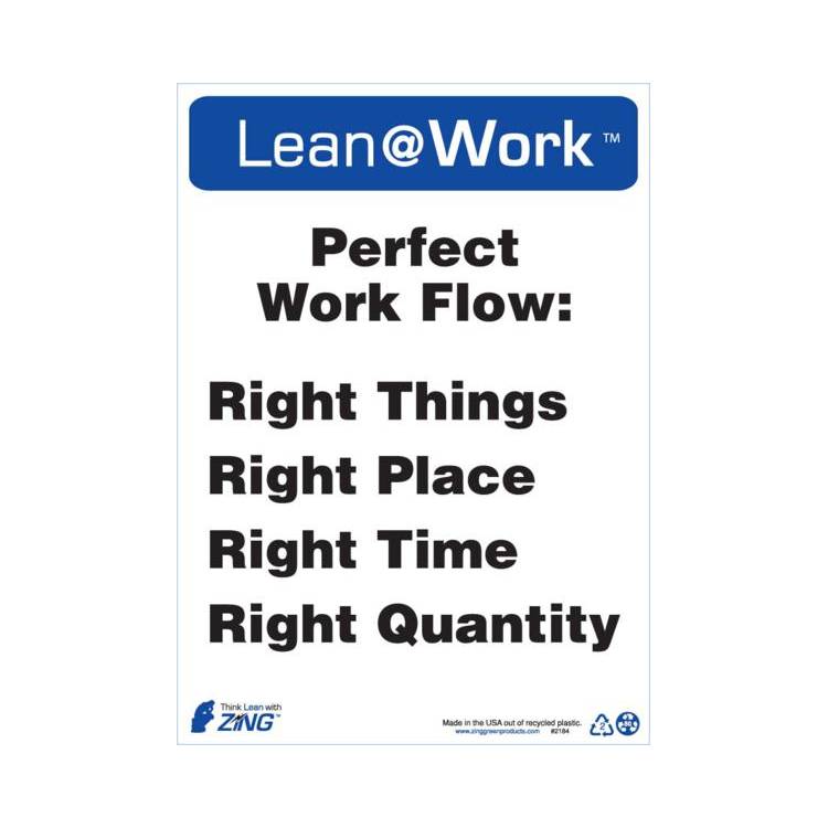 ZING Lean At Work Sign, 14x10- Model 2184