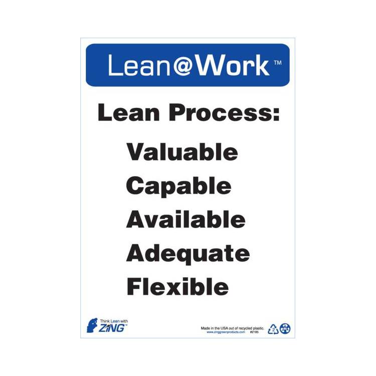 ZING Lean At Work Sign, 14x10- Model 2185