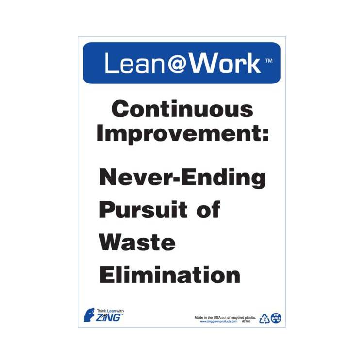 ZING Lean At Work Sign, 14x10- Model 2186