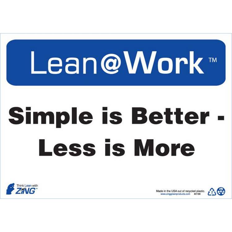 ZING Lean At Work Sign, 10x14- Model 2188