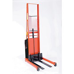 Straddle Fork Powered Stacker w/ Power Drive System & 76" Raised Height