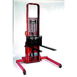 1,500-lbs Capacity Powered Adjustable Leg Fork Stacker w/ Power Drive System & 64" Raised Height