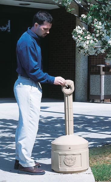 Poly Cigarette Butt Receptacle with Liner Pail - Beige