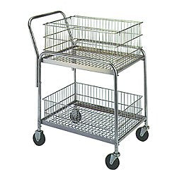 Wesco Small Wire Basket Office Cart w/ 4" Casters