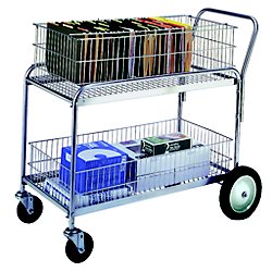 Wesco Large Wire Basket Office Cart w/ 5" Casters