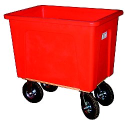 32-Gallon Red Plastic Box Truck w/ 8" Pneumatic Casters