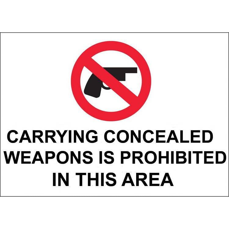 ZING Concealed Carry Sign, 10X14- Model 2749