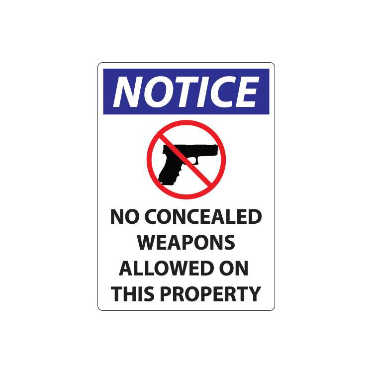 ZING Concealed Carry Sign, 14X10- Model 2803A