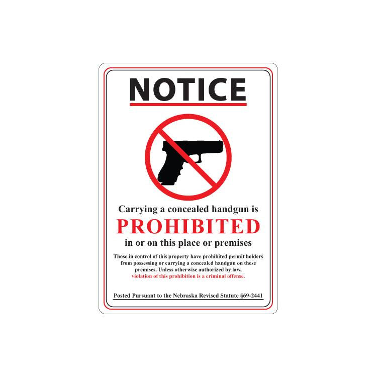 ZING Concealed Carry Sign, 14X10- Model 2804A