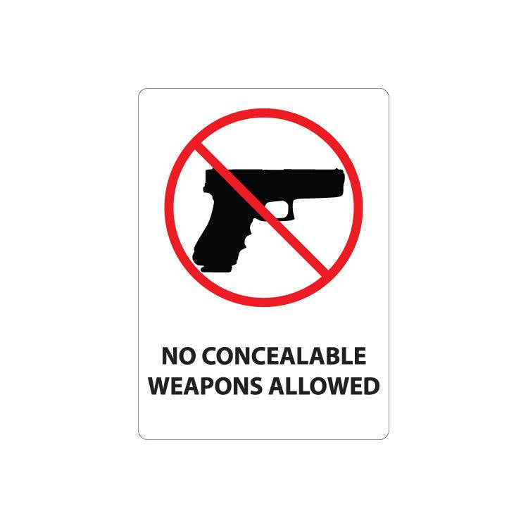 ZING Concealed Carry Sign, 14X10- Model 2806A