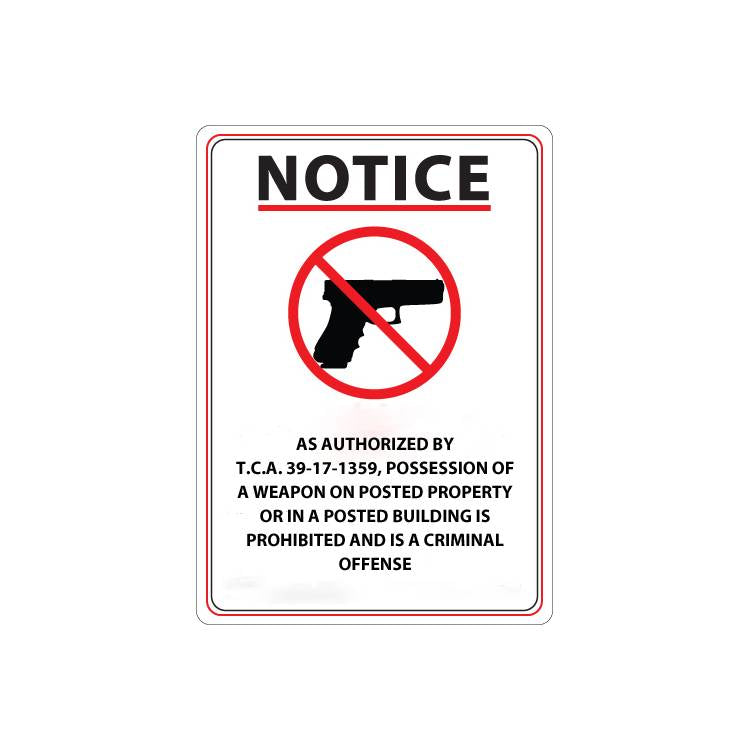 ZING Concealed Carry Sign, 14X10- Model 2807A
