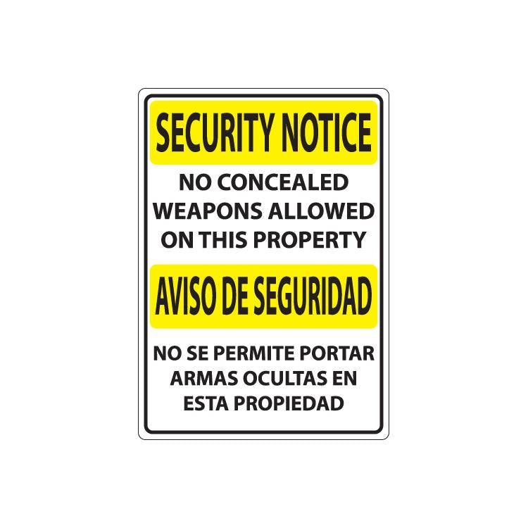 ZING Concealed Carry Sign, 14X10- Model 2829A