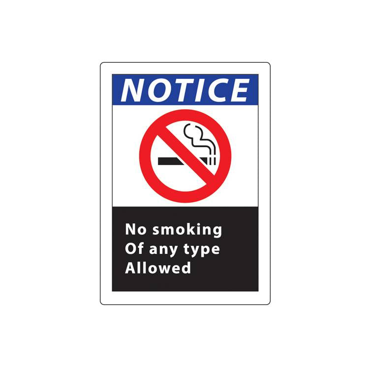 ZING No Smoking Sign, 14X10- Model 2836A