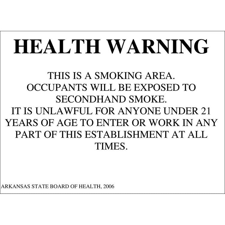 ZING Smoking Sign, Arkansas, 10x14- Model 2847A
