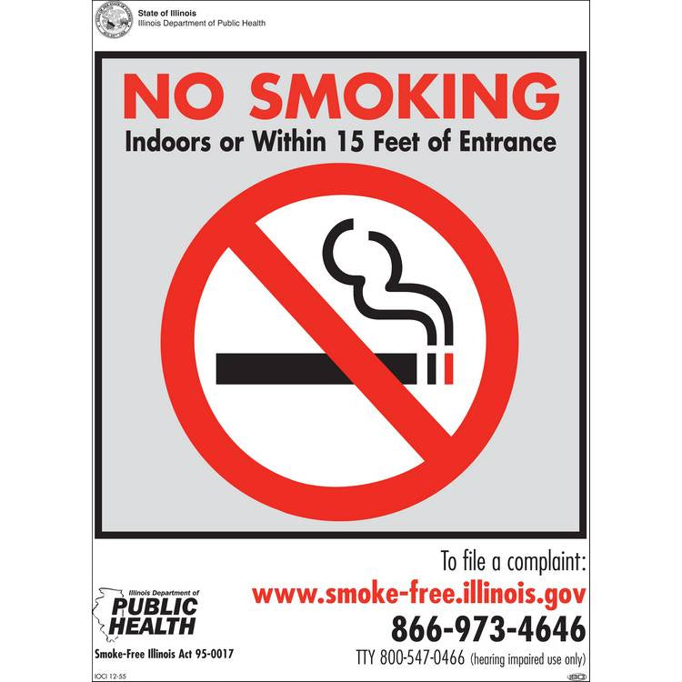 ZING No Smoking Sign, Illinois, 14x10- Model 2850S