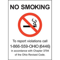 Thumbnail for ZING No Smoking Sign, Ohio, 14x10- Model 2859A