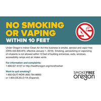 Thumbnail for ZING No Smoking Sign, Oregon, 10x14- Model 2861