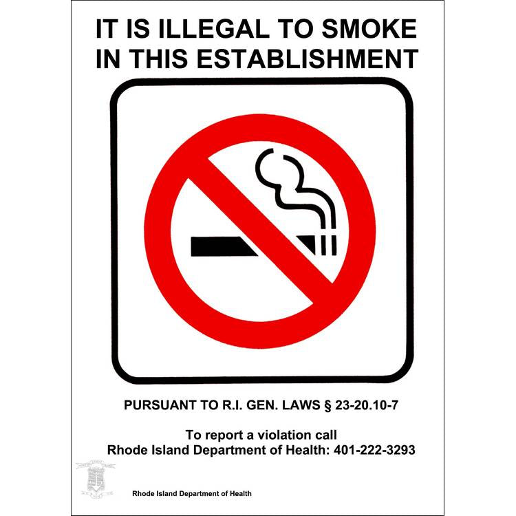 ZING No Smoking Sign, Rhode Is, 14x10- Model 2863A