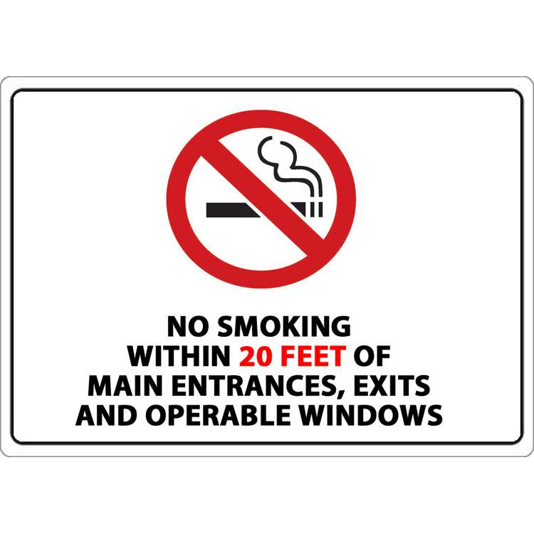 ZING No Smoking Sign, 20 Feet, 10x14- Model 2872A