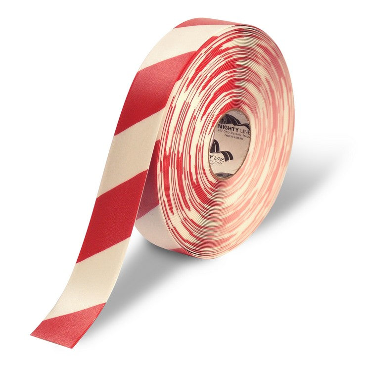 Mighty Line 2" White Tape with Red Chevrons - 100' Roll