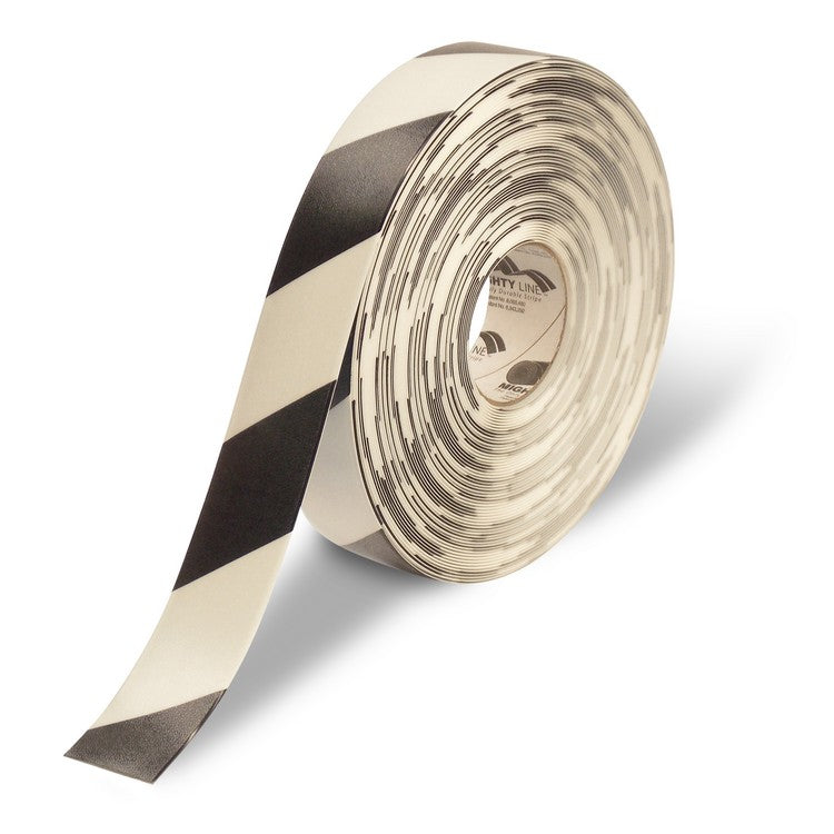 Mighty Line 2" White Tape with Black Chevrons - 100' Roll
