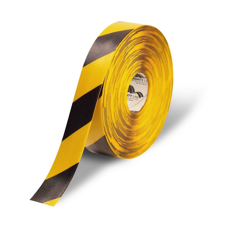 Mighty Line 2" Yellow Tape with Black Chevrons - 100' Roll