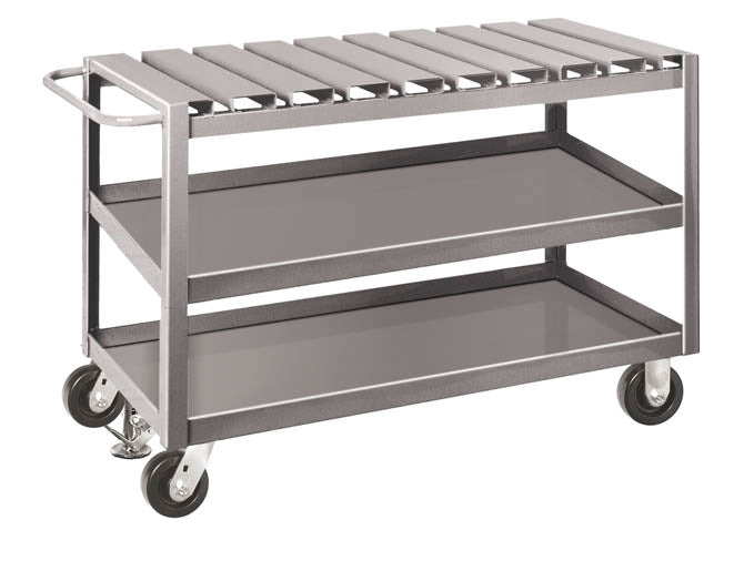 Pucel 48" 3 Shelf Slat Top Truck w/ Phenolic Casters