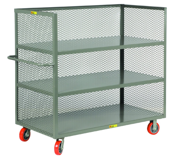 30" x 48" Little Giant 3-Sided Mesh Bulk Truck w/ 3 Shelves & 6" Poly Casters