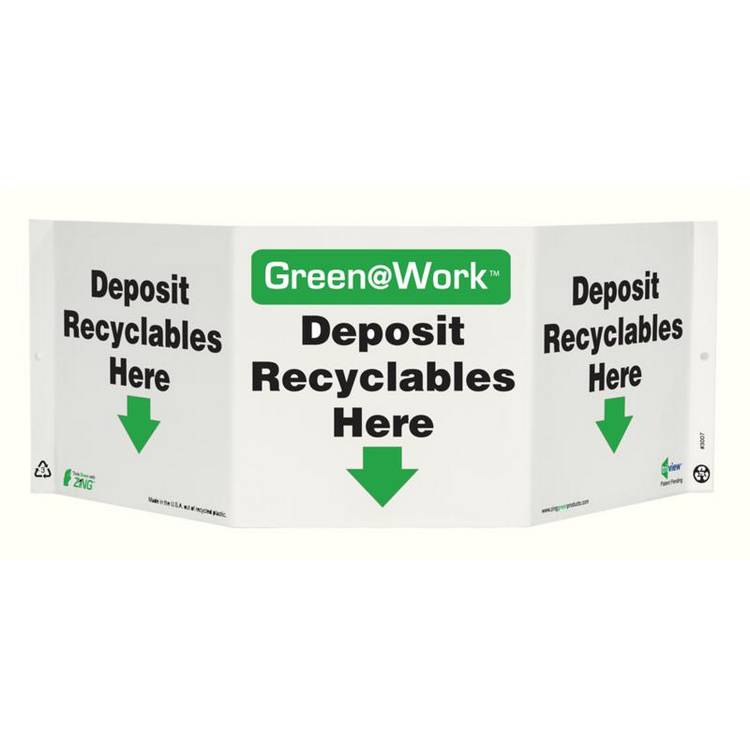 ZING Green At Work TriView Sign, 7.5X20- Model 3007
