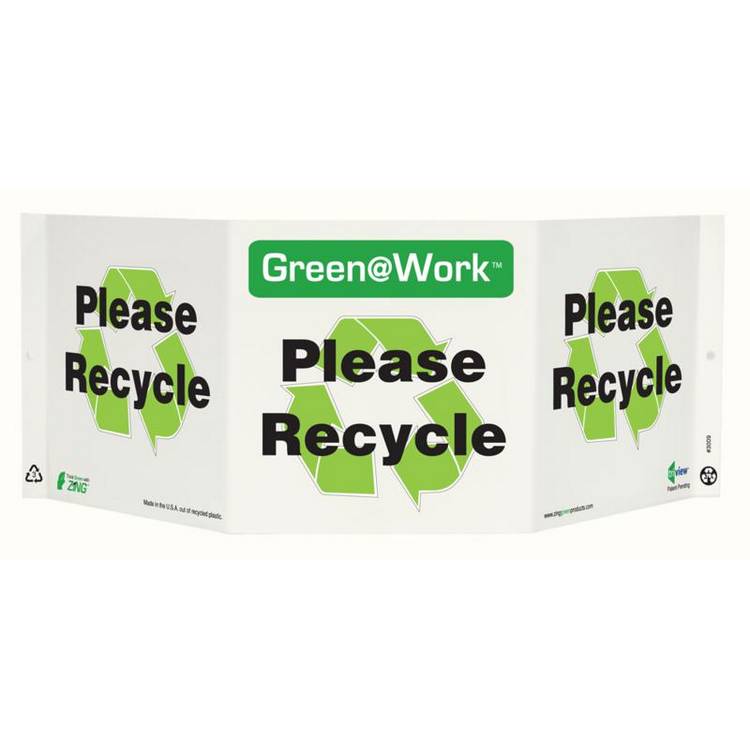 ZING Green At Work TriView Sign, 7.5X20- Model 3009
