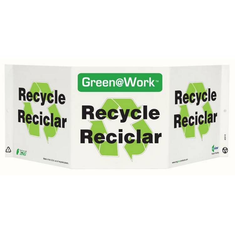 ZING Green At Work TriView Sign, 7.5X20- Model 3010