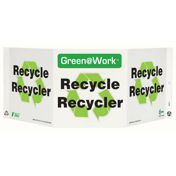 ZING Green At Work TriView Sign, 7.5X20- Model 3011