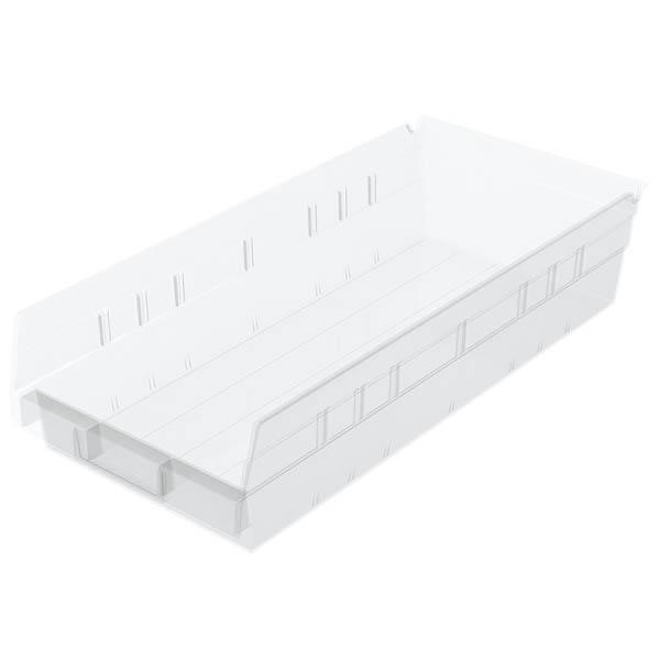 Akro-Mils® Shelf Bin, 17 7/8"L x 4"H x 8 3/8"W, Clear, 1/Each