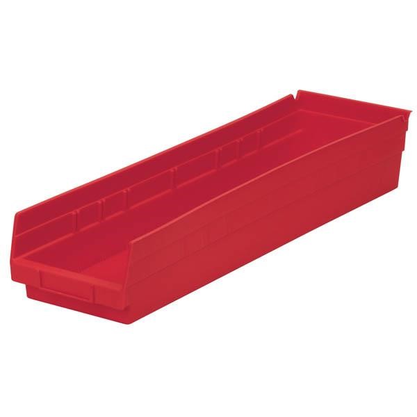 Akro-Mils® Shelf Bin, 23 5/8"L x 4"H x 6 5/8"W, Red, 1/Each