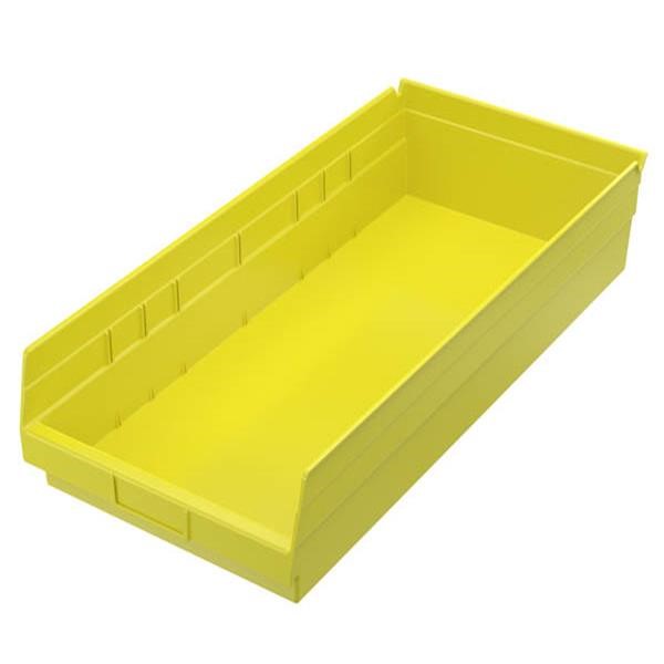 Akro-Mils® Shelf Bin, 23 5/8"L x 4"H x 11 1/8"W, Yellow, 1/Each