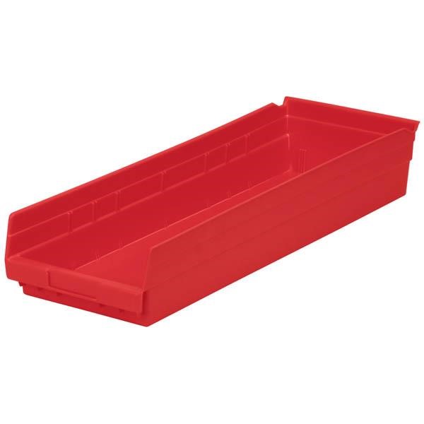 Akro-Mils® Shelf Bin, 23 5/8"L x 4"H x 8 3/8"W, Red, 1/Each