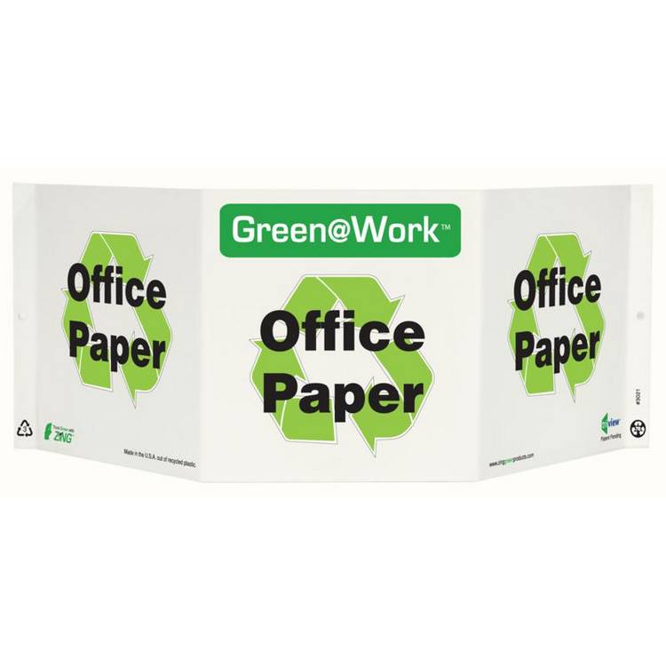 ZING Green At Work TriView Sign, 7.5X20- Model 3021