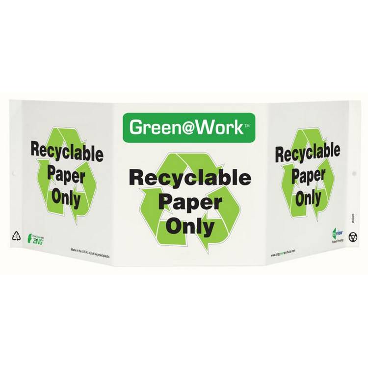 ZING Green At Work TriView Sign, 7.5X20- Model 3026