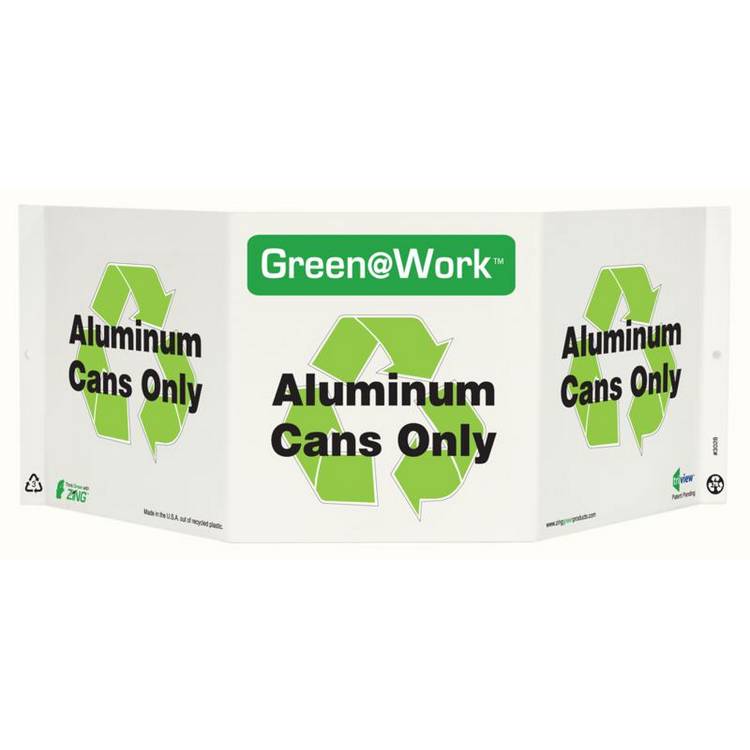 ZING Green At Work TriView Sign, 7.5X20- Model 3028