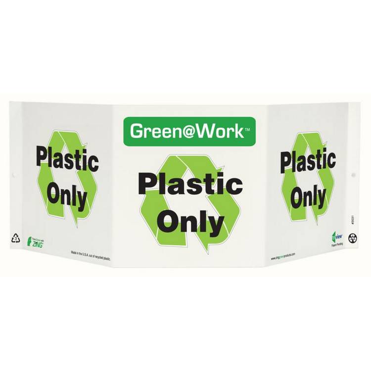 ZING Green At Work TriView Sign, 7.5X20- Model 3031
