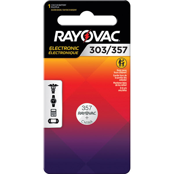 Rayovac® 303/357 1.5V Lithium Coin Cell Battery, 1/Each