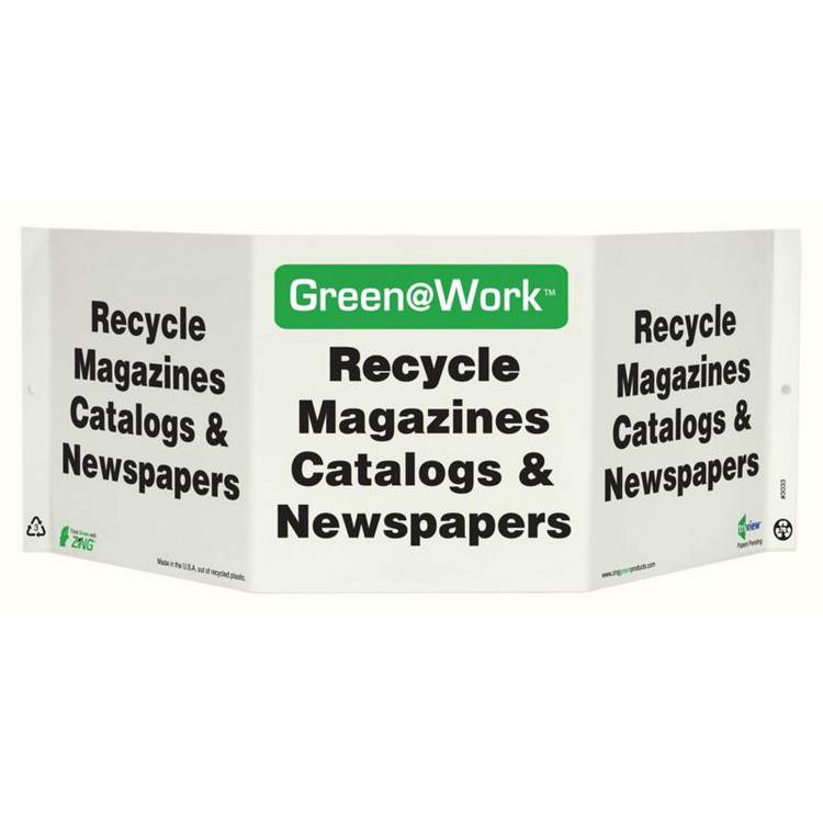 ZING Green At Work TriView Sign, 7.5X20- Model 3033