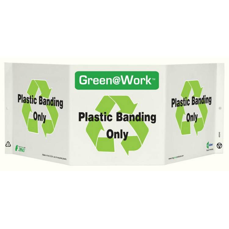 ZING Green At Work TriView Sign, 7.5X20- Model 3046