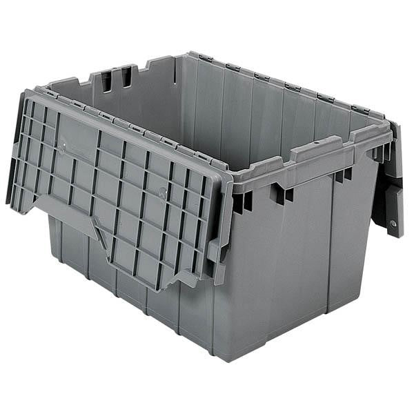 Akro-Mils® Attached Lid Container, 12 gal, 21 1/2"L x 12 1/2"H x 15"W, Gray, 1/Each