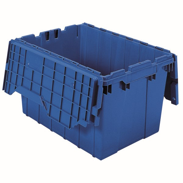 Akro-Mils® Attached Lid Container, 12 gal, 21 1/2"L x 12 1/2"H x 15"W, Blue, 1/Each