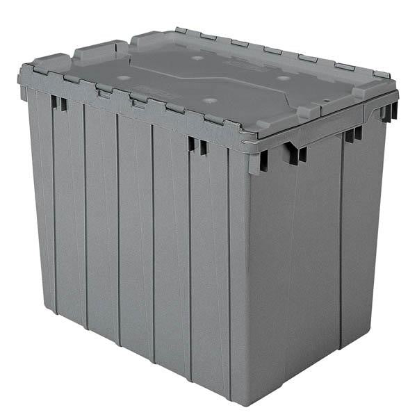 Akro-Mils® Attached Lid Container, 17 gal, 21 1/2"L x 17"H x 15"W, Gray, 1/Each