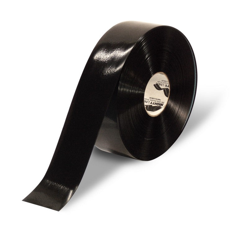 Mighty Line 3" Black Solid Color Tape - 100' Roll