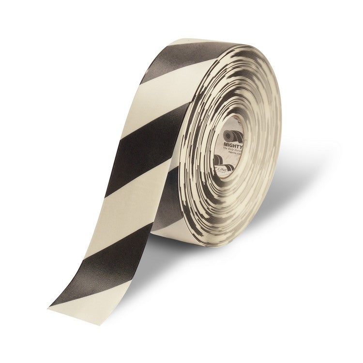 Mighty Line 3" White Tape with Black Chevrons - 100' Roll