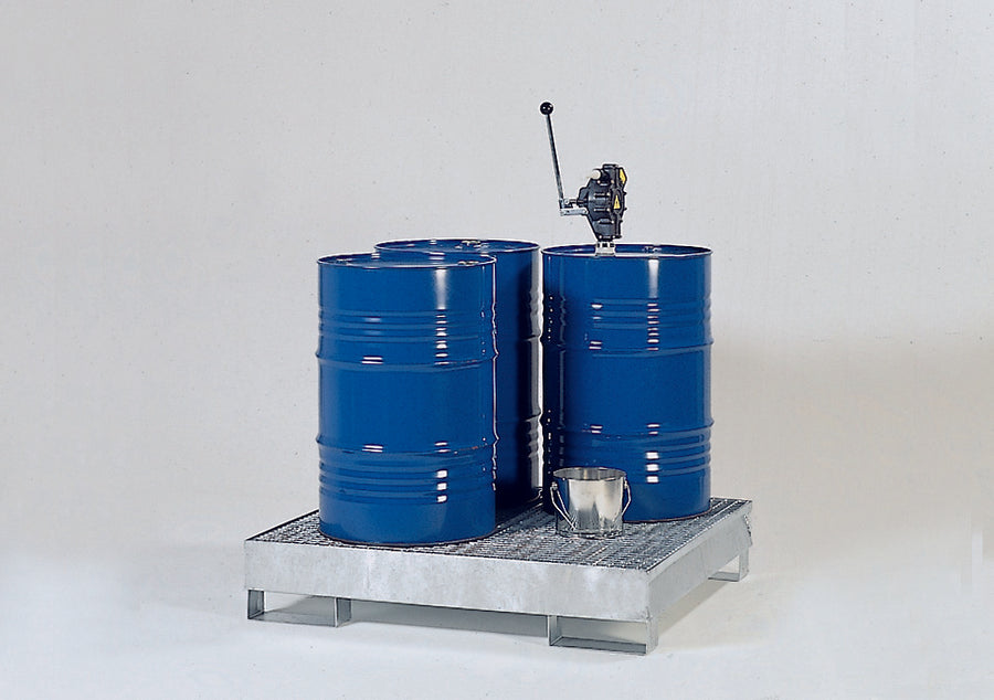 4-Drum Galv Steel Pallet w/Grating